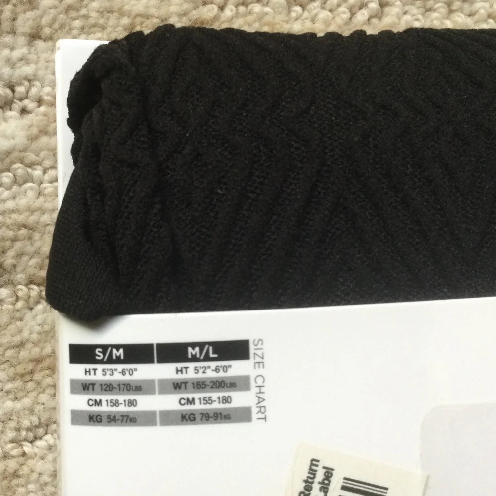 HUE Diamond Textured Tights with Control Top Black Size S | M